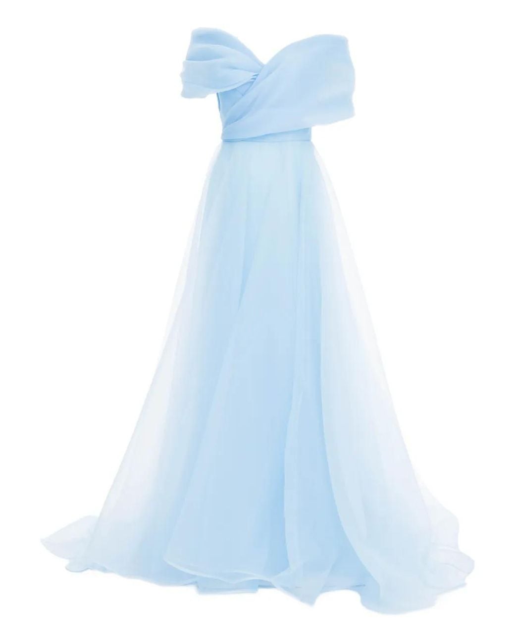 Ana Radu Blue V-Neck Ruched Maxi Dress