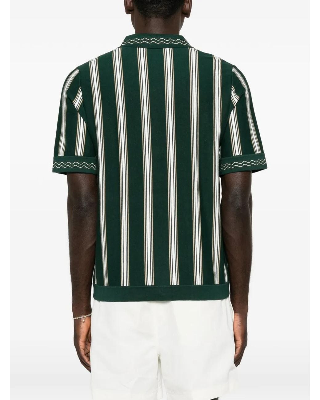 CHE Green Sawyer Striped Knitted Polo Shirt for men