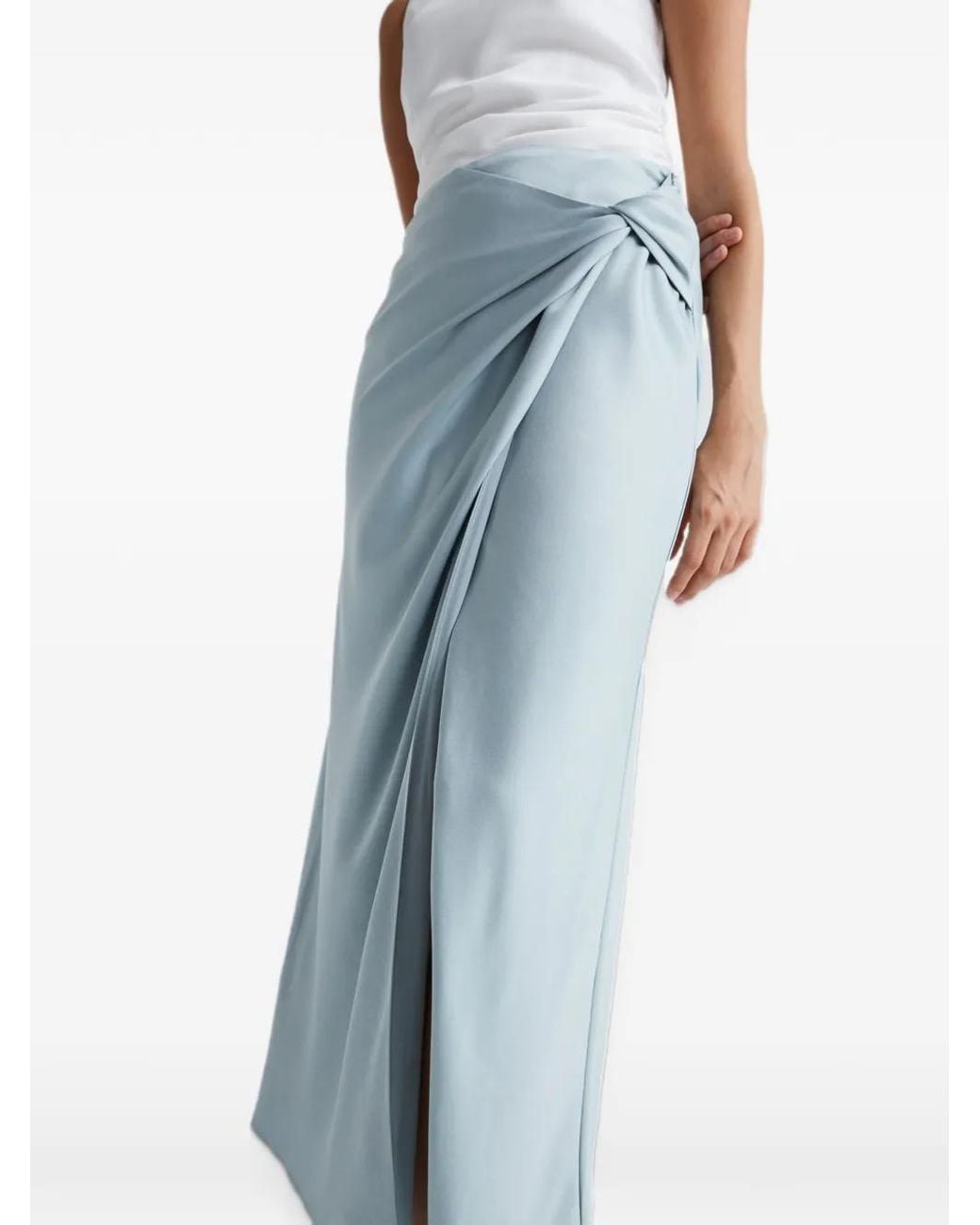 Anna Quan Blue Avery Twist-Detail Skirt