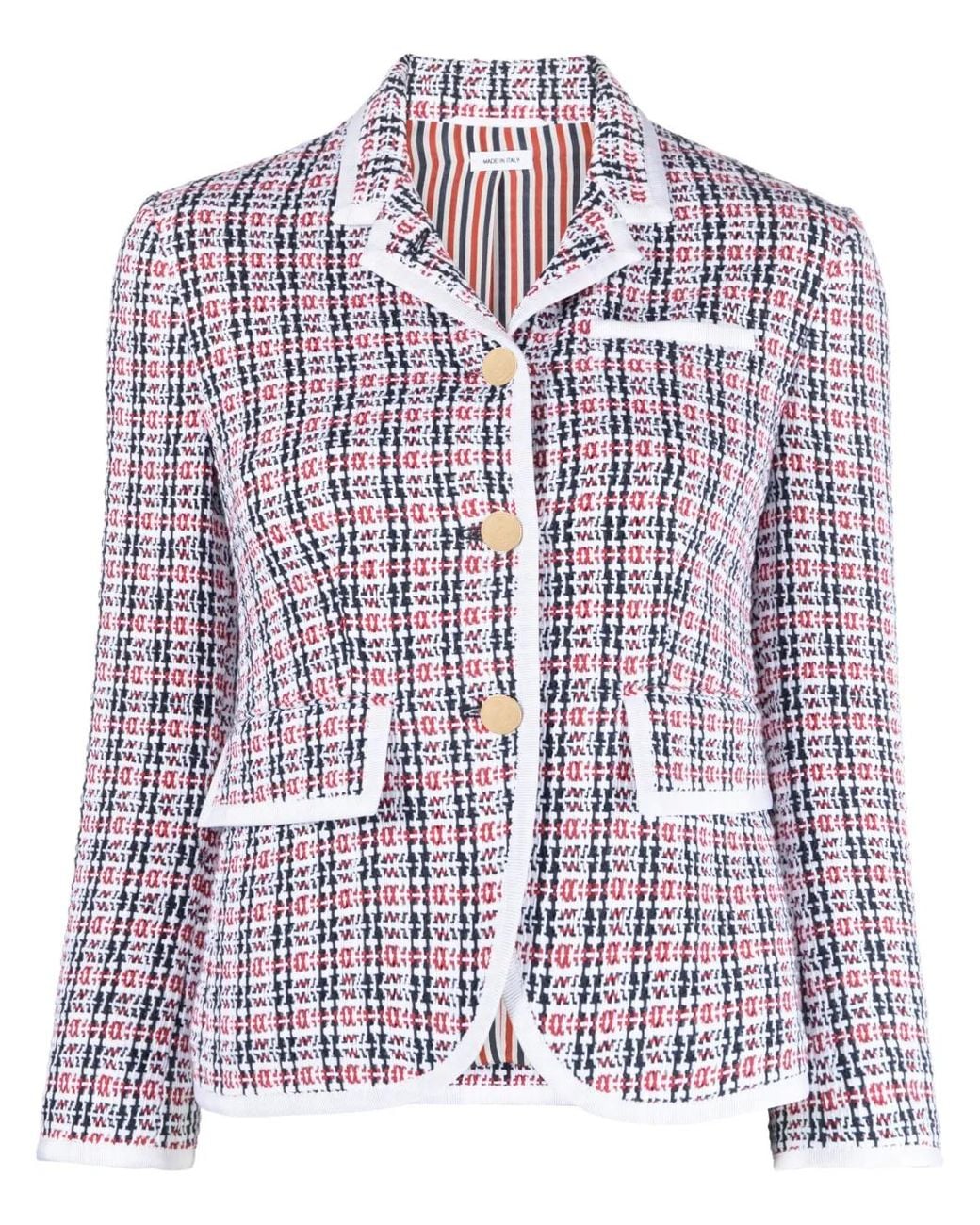 Thom Browne Red Check-Pattern Tweed Jacket