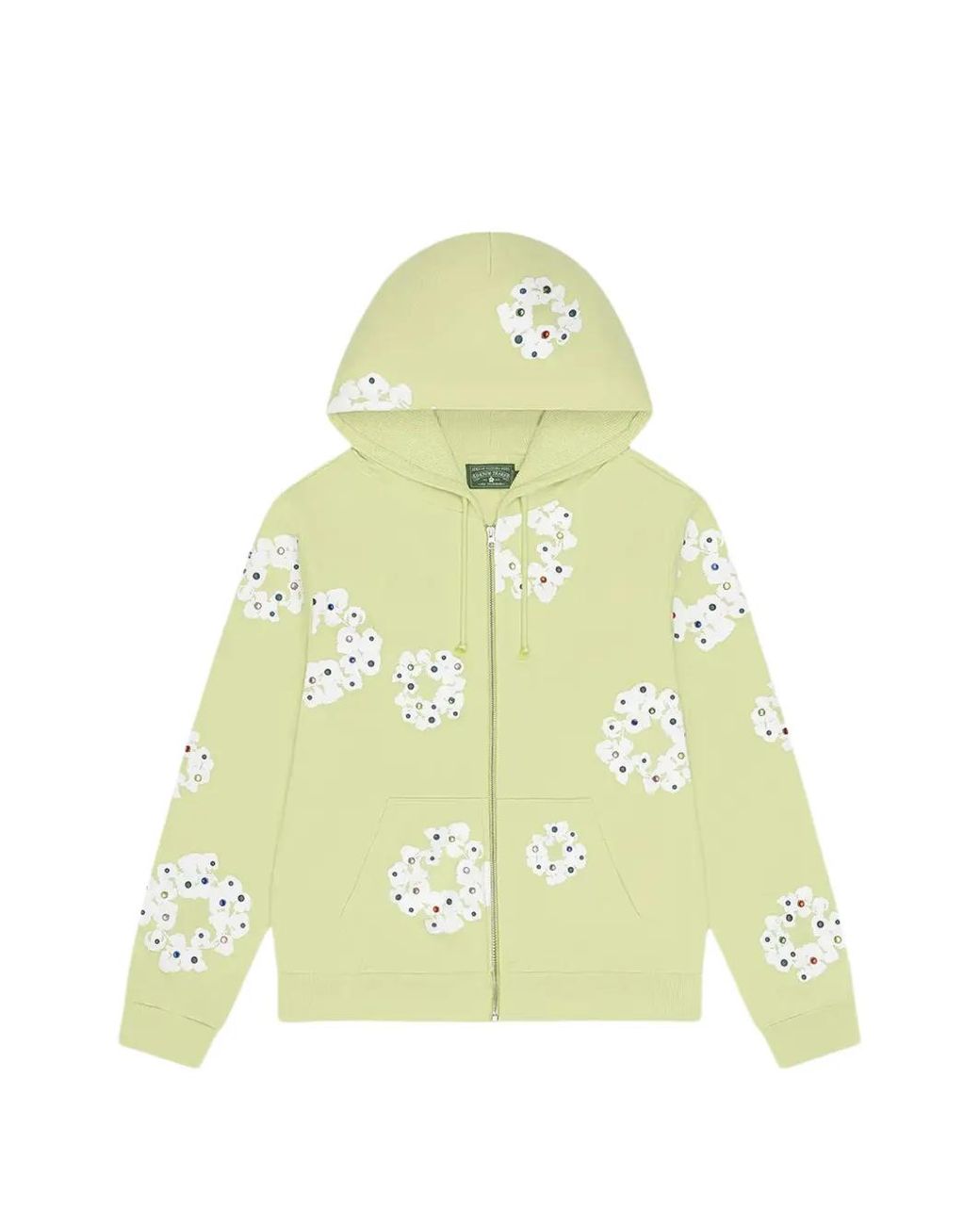 DENIM TEARS Yellow Wreath Rhinestone Zip-Up Hoodie for men