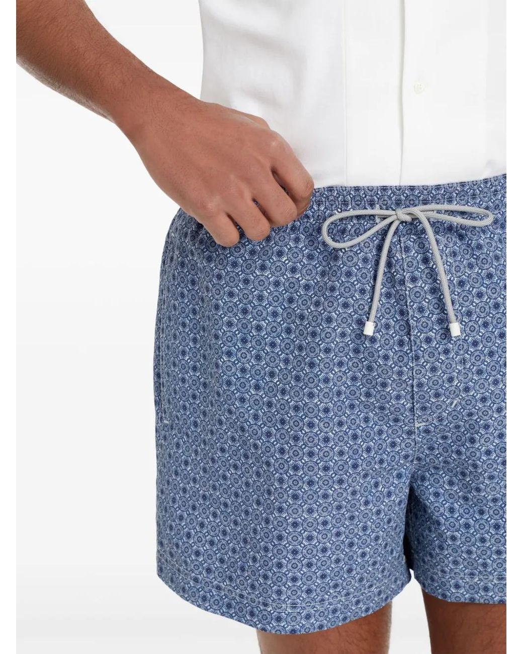 Brunello Cucinelli Blue Graphic-print Swim Shorts for men