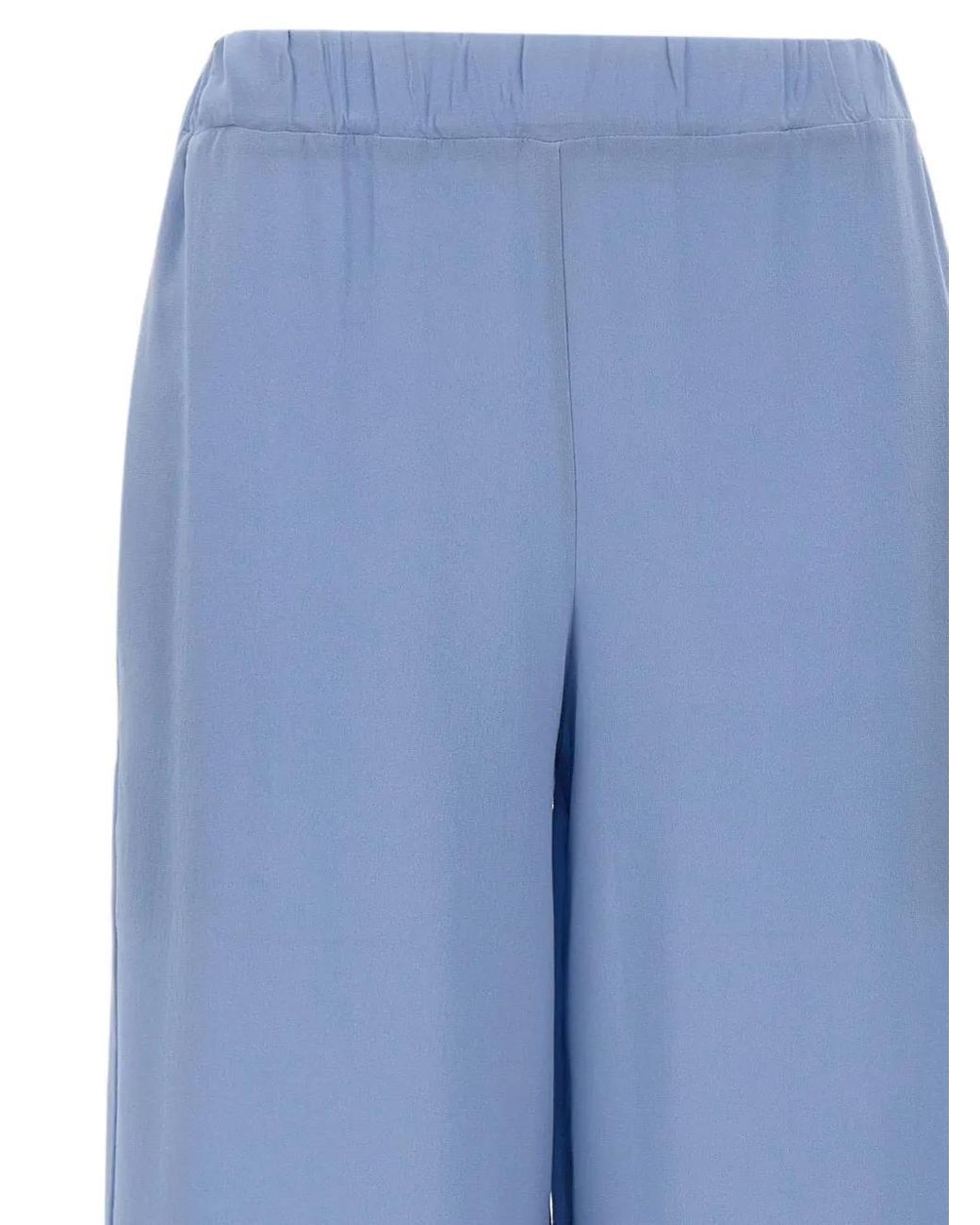 Kangra Blue Silk Elasticated-Waistband Palazzo Pants