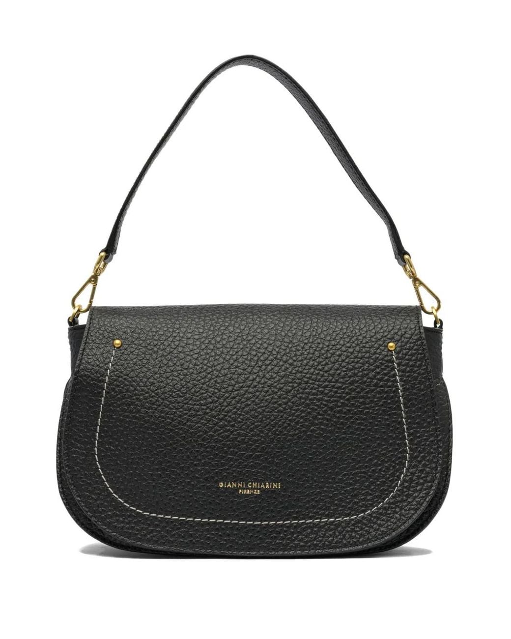Gianni Chiarini Black Brooke Pebble-Leather Curved Shoulder Bag