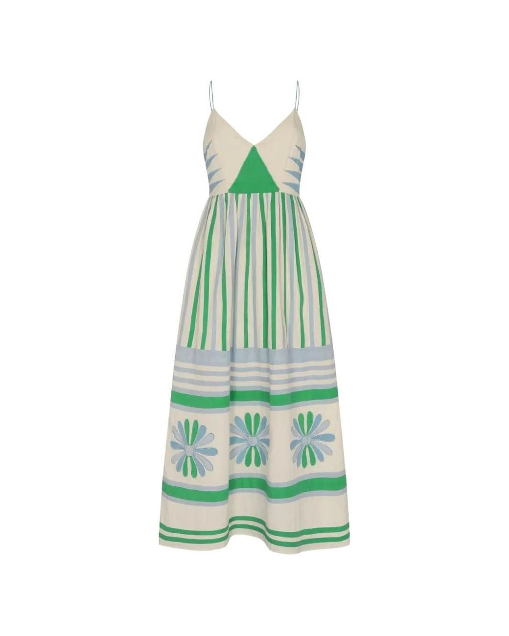 Carolina K Green Floral-Print Striped Dress