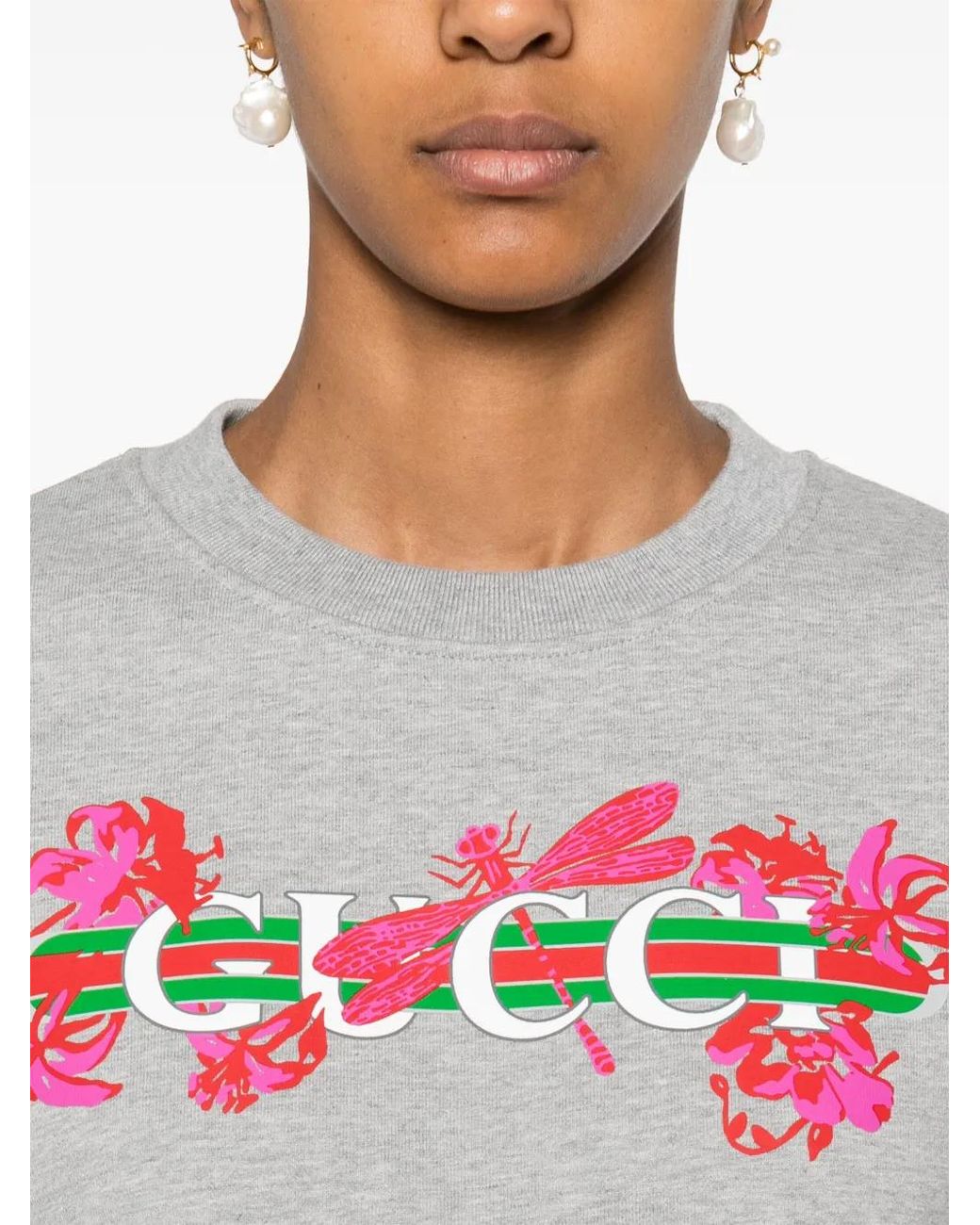 Gucci Gray Printed Cotton Sweatshirt For
