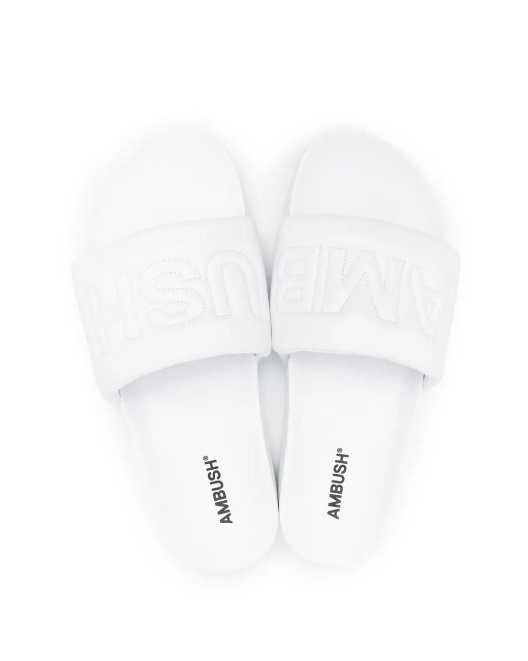 Ambush White Pantoletten Mit Gestepptem Logo