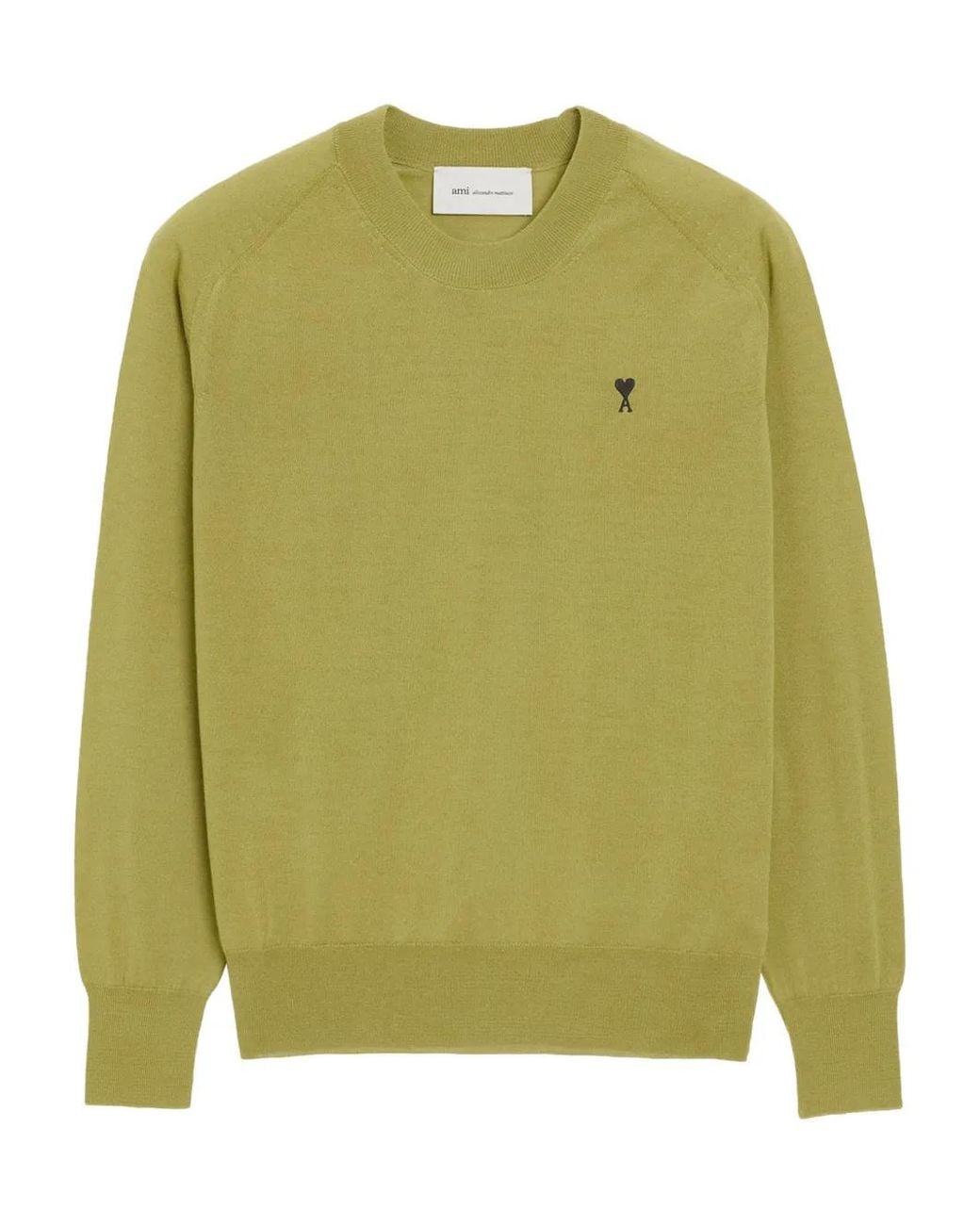 AMI Green Wool Crewneck Ami De Coeur Sweater for men