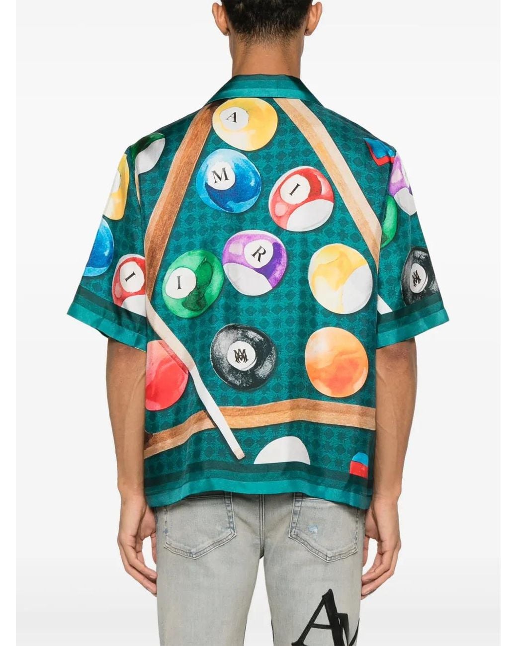 Amiri Blue Billiards Bowling Shirt for men