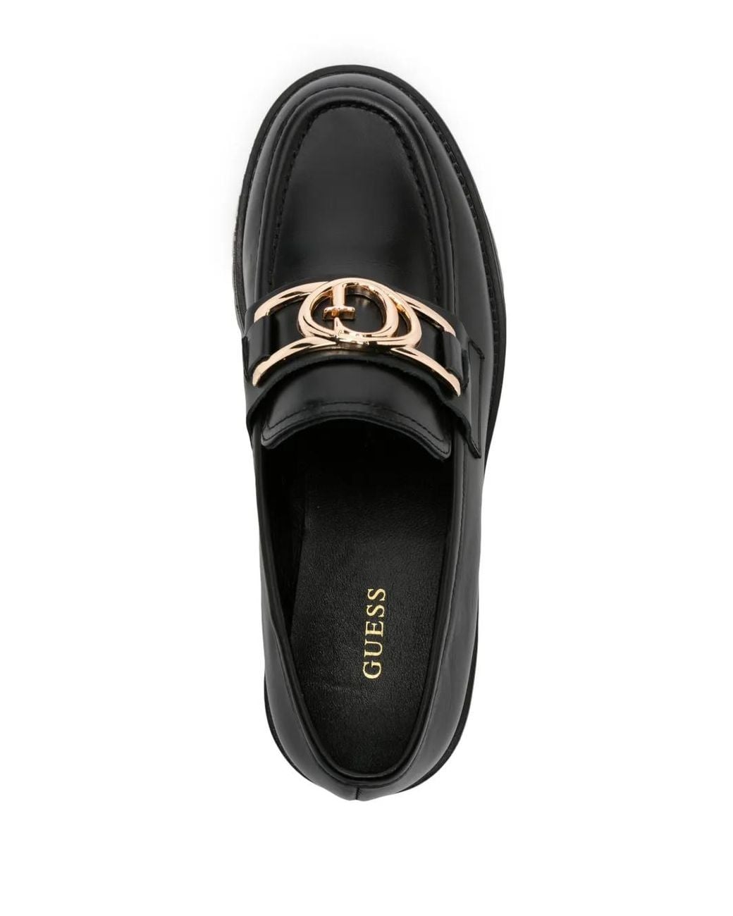 Guess Black Ilary Logo-Plaque Loafers