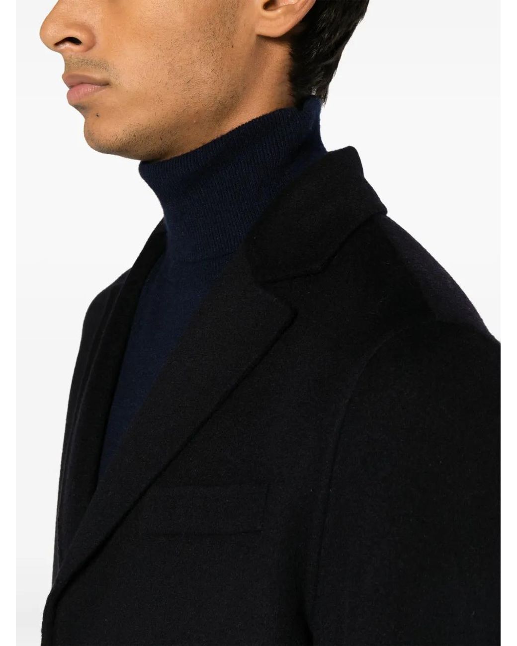 Paltò Black Geraldo Db Single-Breasted Wool Blend Coat for men