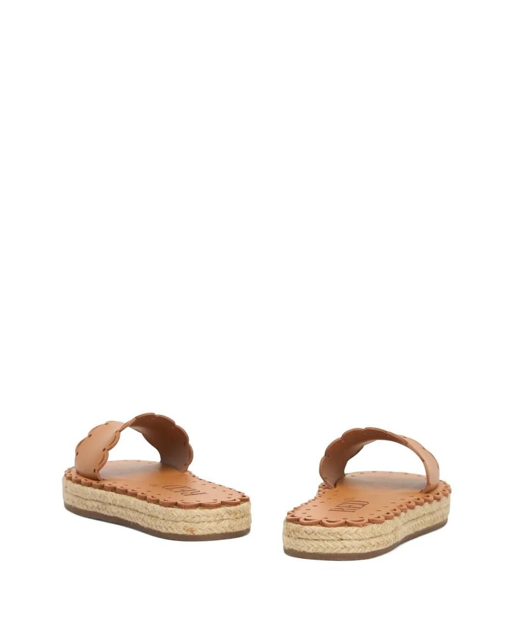 Red(v) Brown Scalloped Slide Sandals