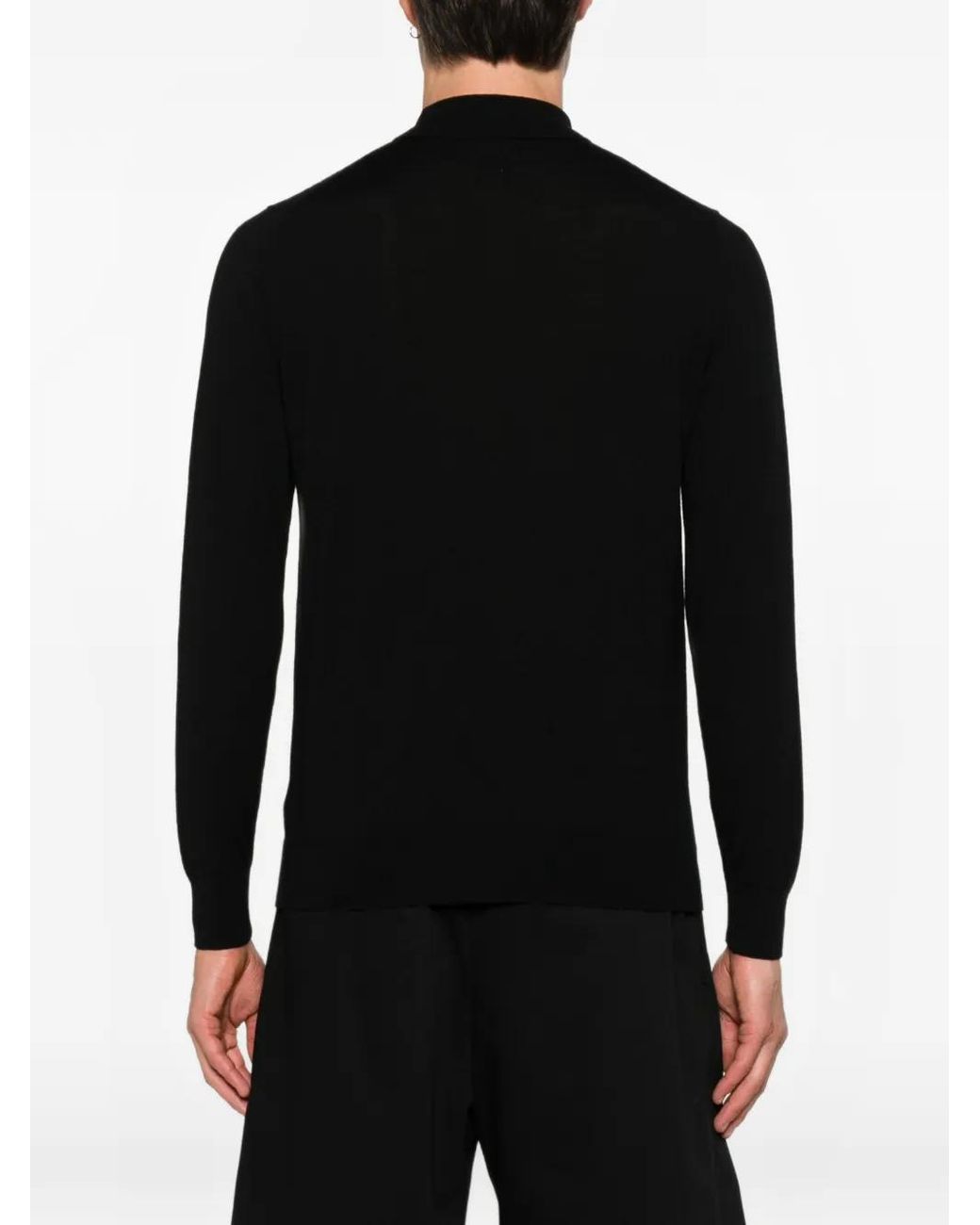Diktat Black Long-Sleeve Polo Shirt for men