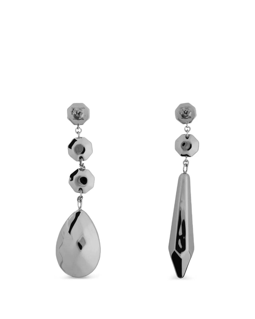 Maison Margiela White Asymmetric Drop Earrings