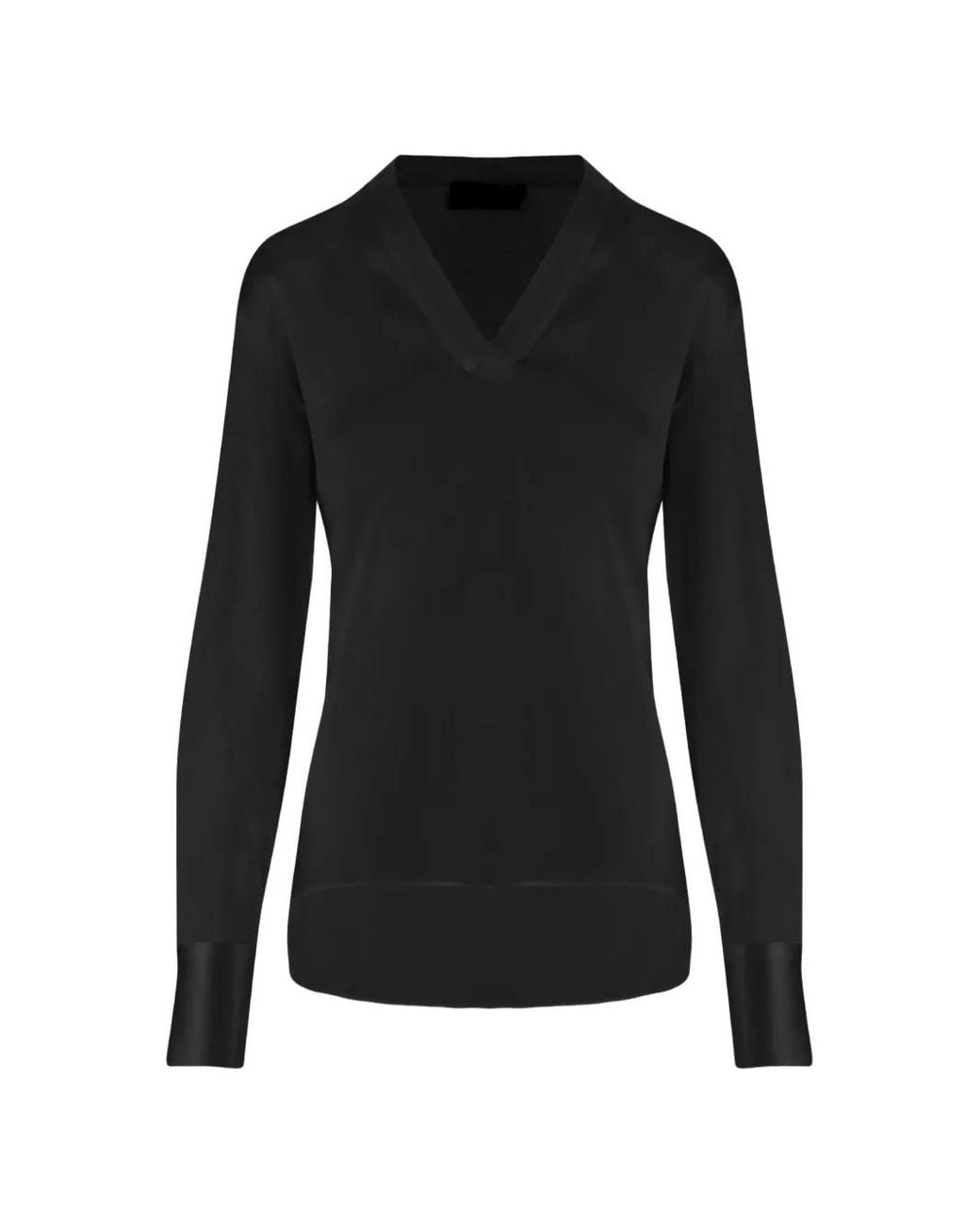 F.it Black V-Neck Long-Sleeve Top