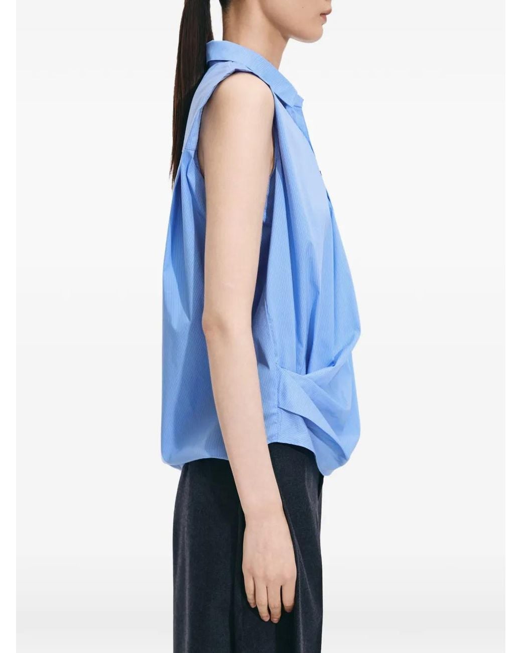 JNBY Blue Chemise Drapée À Rayures