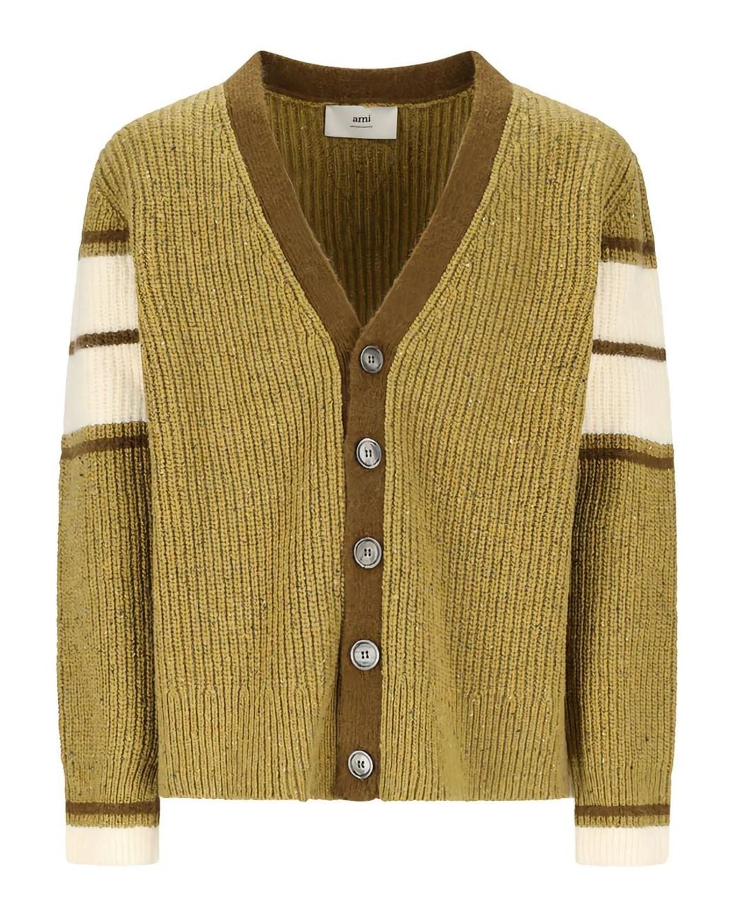AMI Green College V-Neck Cardigan
