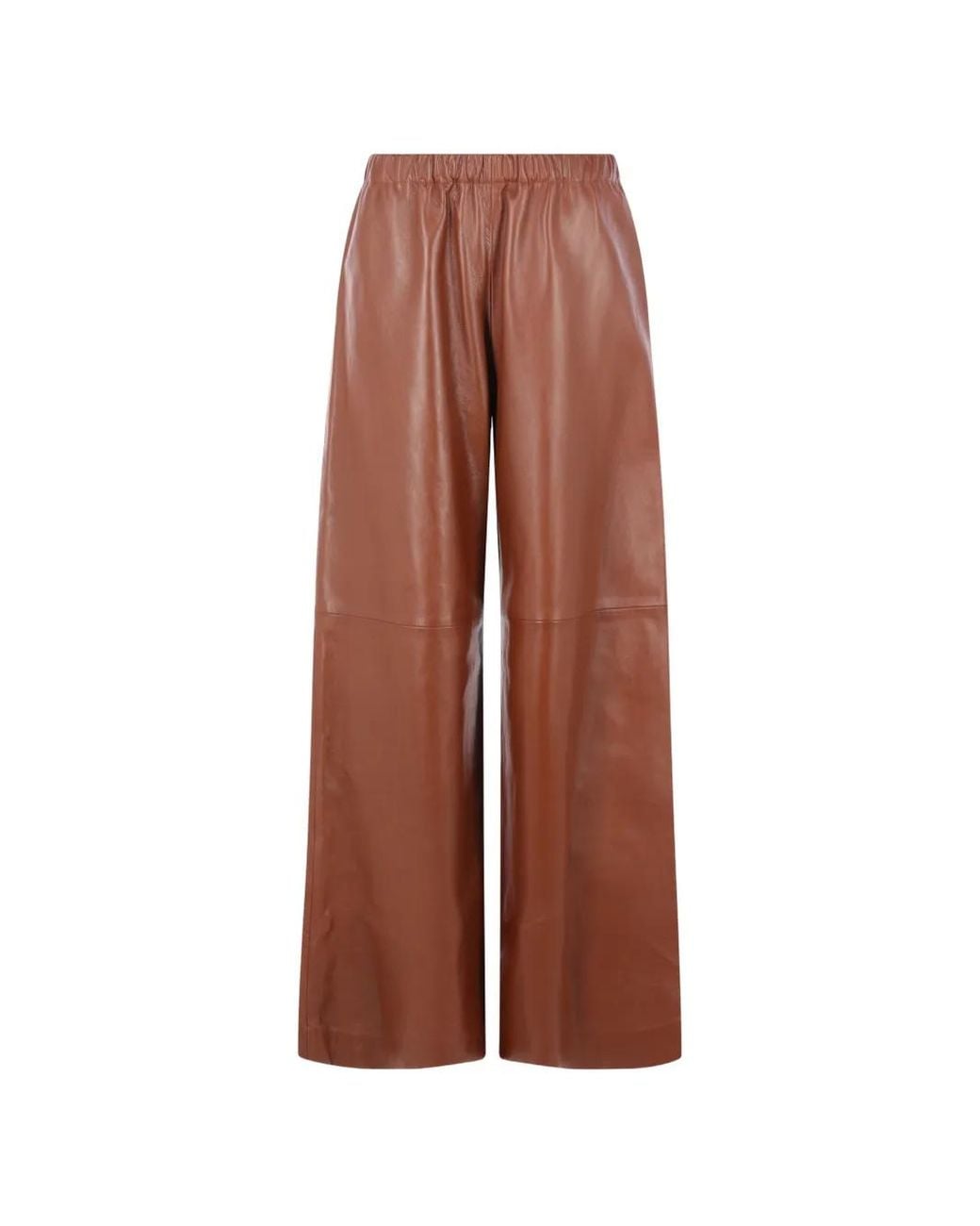 Dusan Brown Elasticated Leather Trousers