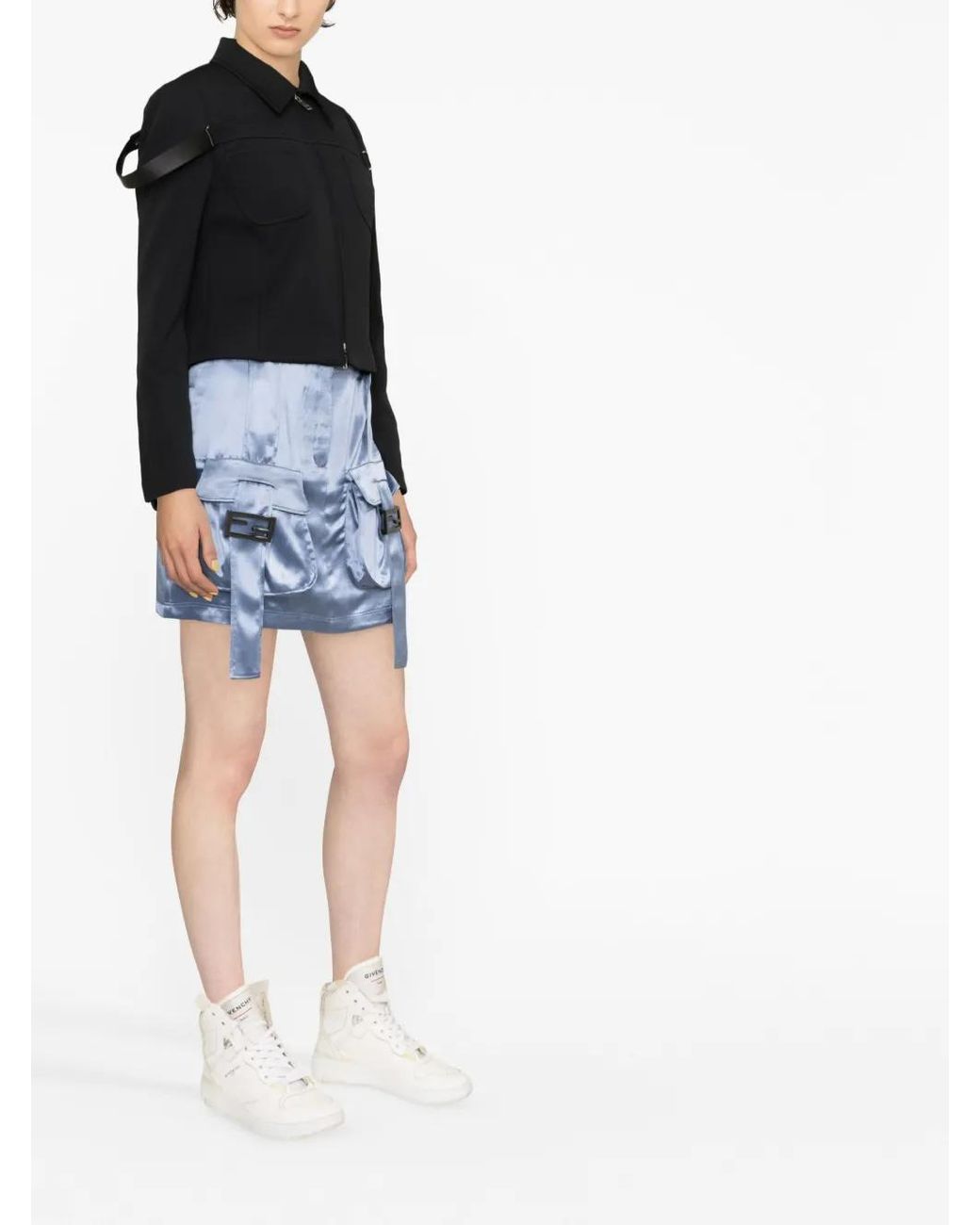 Fendi Blue Satin Mini Skirt
