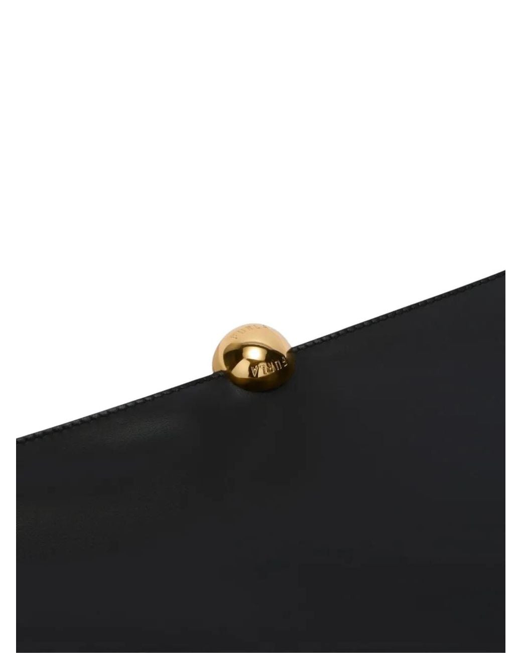 Furla Black Sfera Soft Logo-Engraved Sphere-Clasp Clutch Bag
