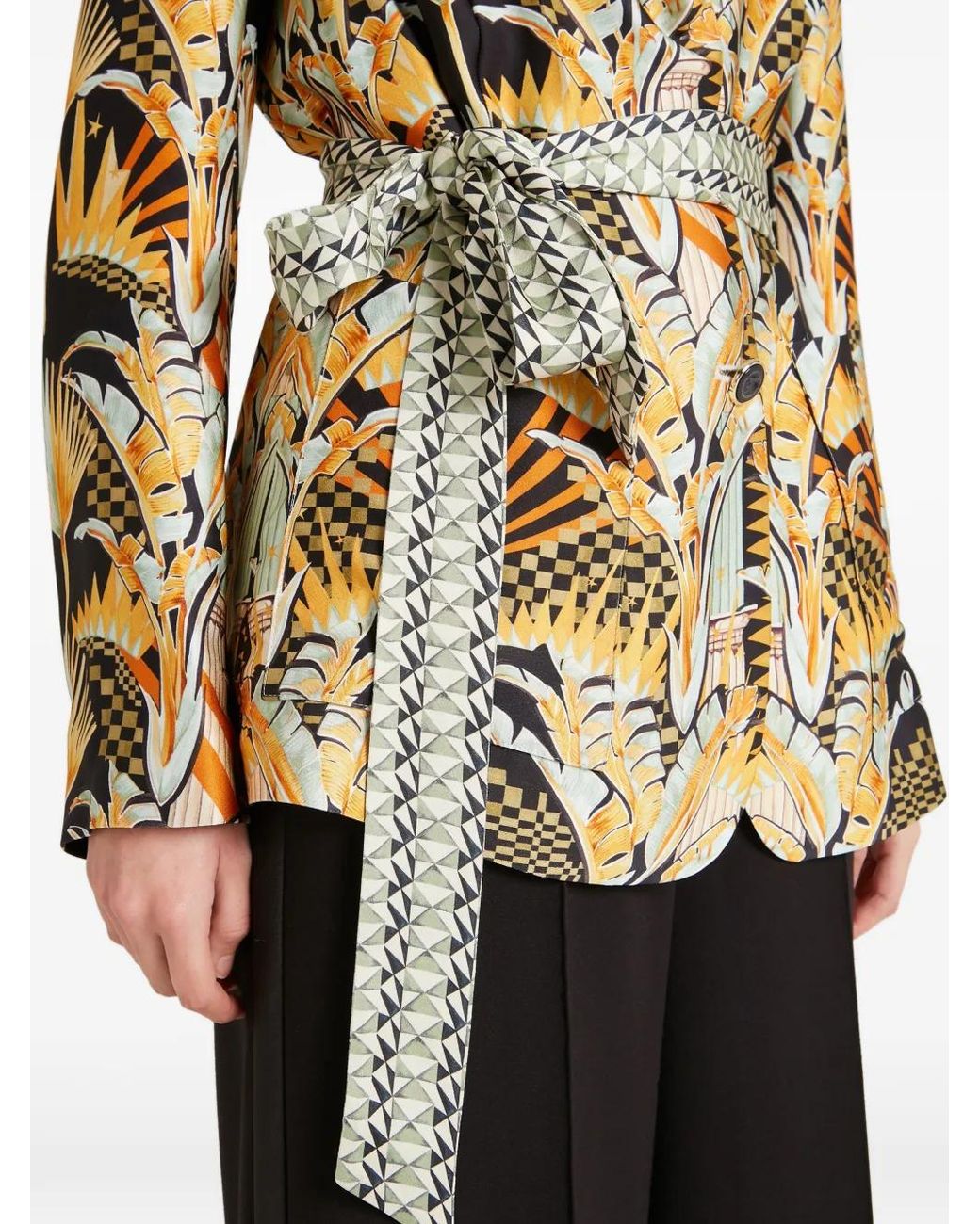 Temperley London Metallic Odette Belted Geometric-Print Jacket