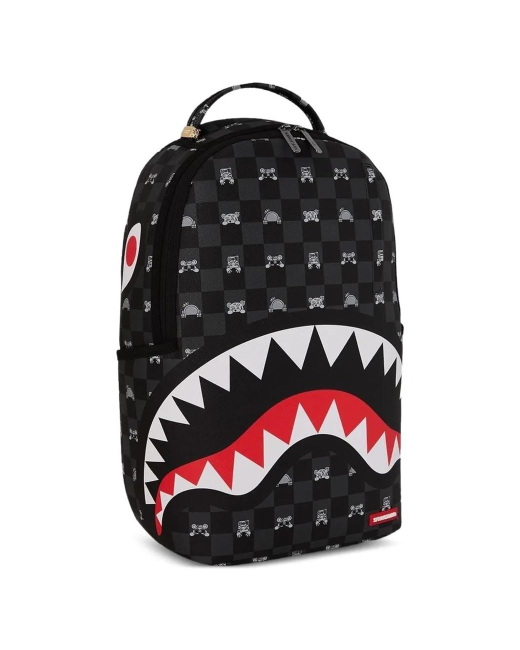 Sprayground Black Shark Check-Print Backpack for men