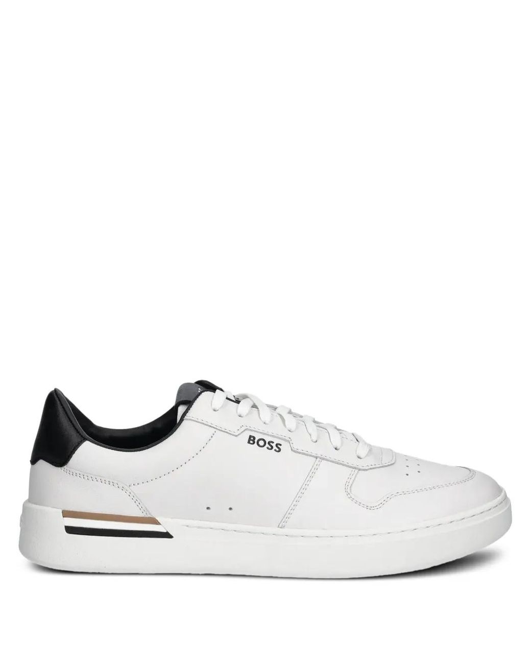 Boss White Logo-Detail Trainers for men