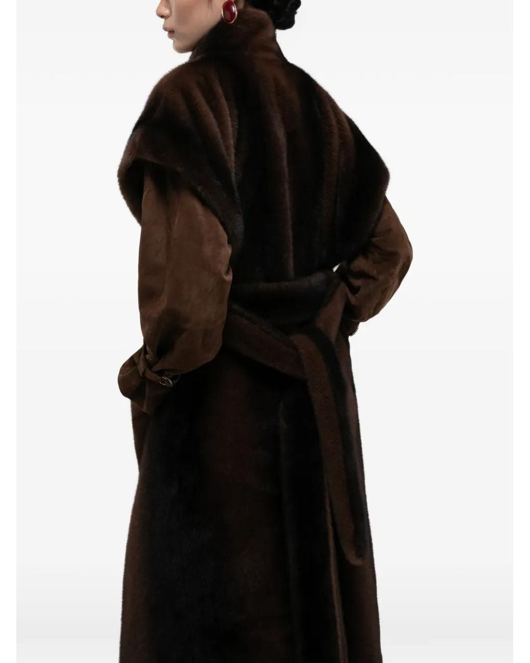 DUCIE Brown Harper Faux-Fur Coat