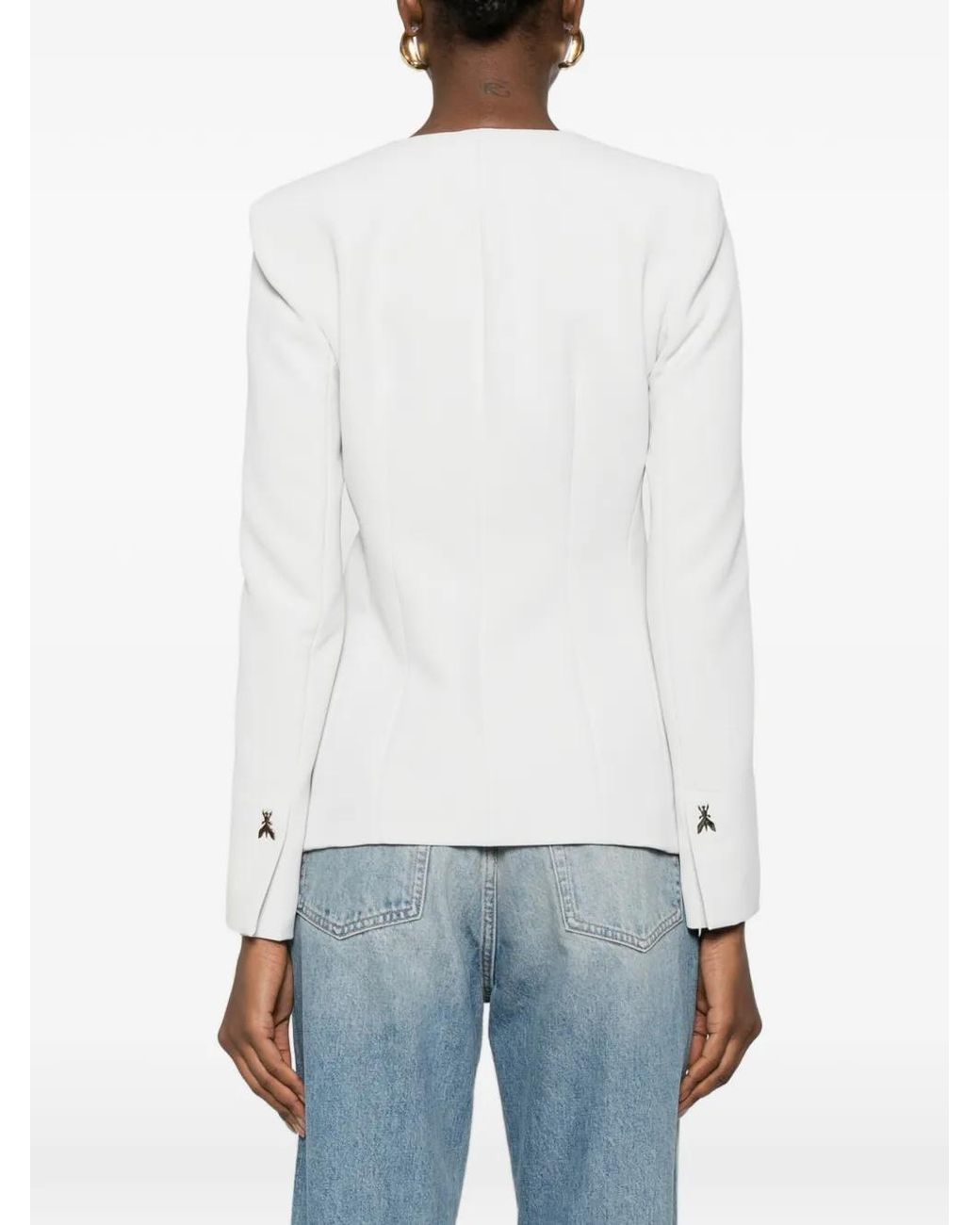 Patrizia Pepe White Single-Breasted Pocket Jacket