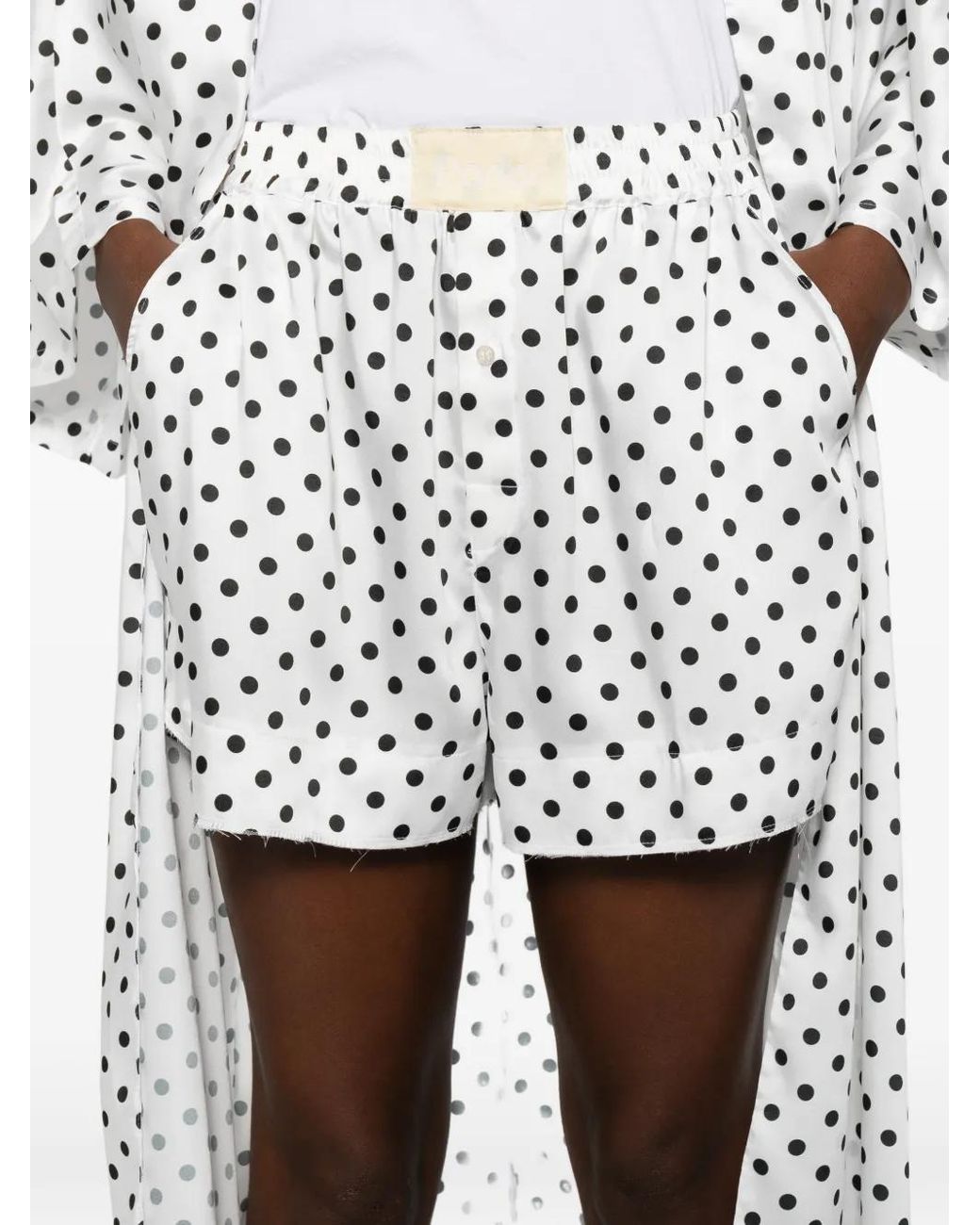 Conjunto De Shorts Con Motivo De Lunares Parlor de color White