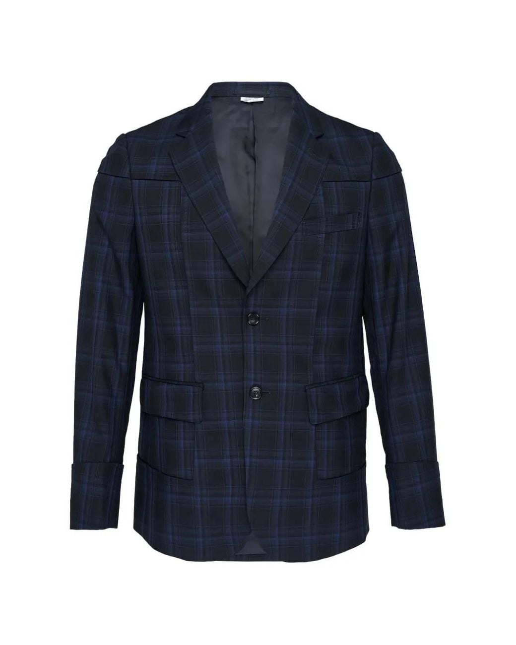Comme des Garçons Blue Check-Pattern Panelled Blazer for men