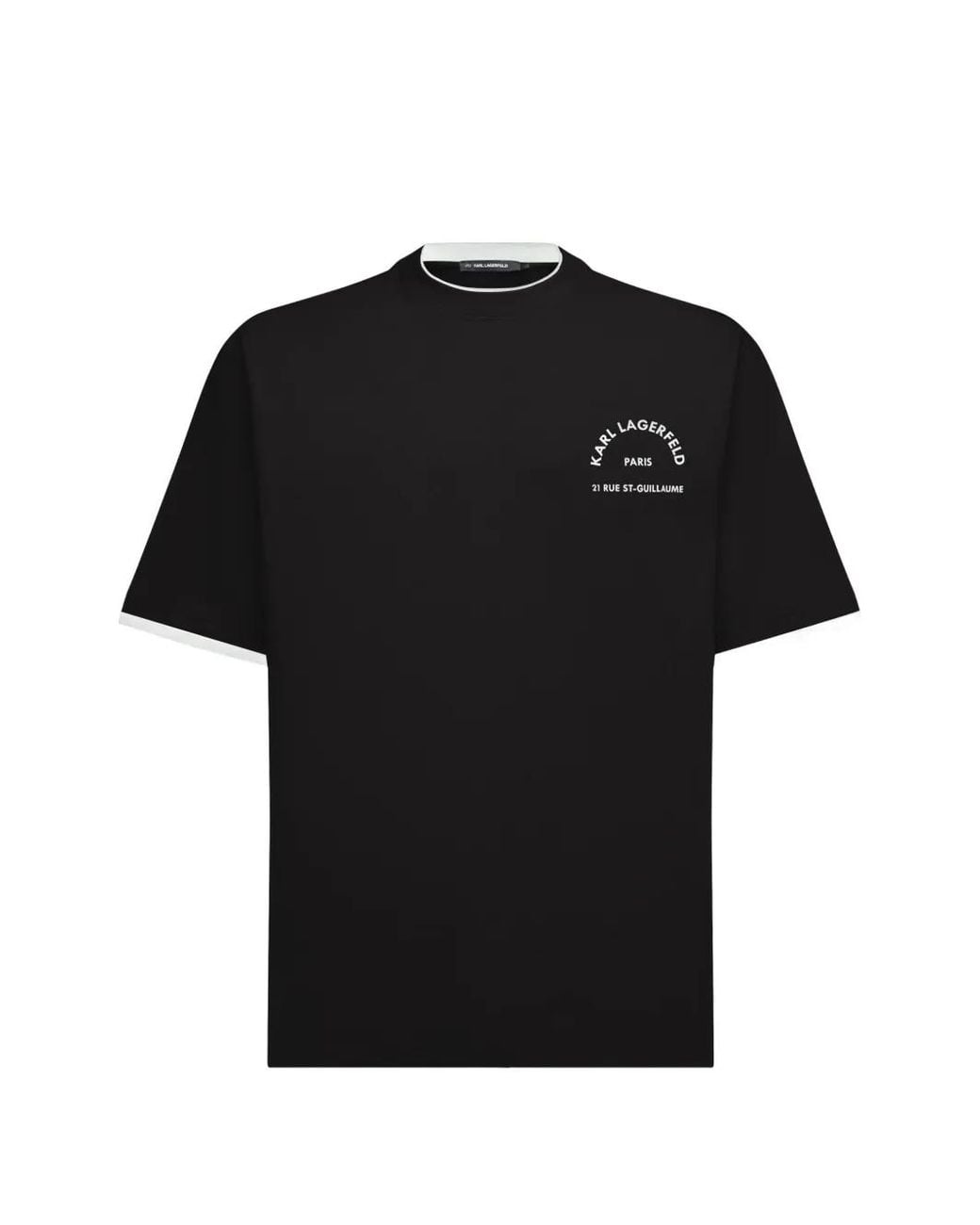 Karl Lagerfeld Black Rue St-Guillaume Double-Collar T-Shirt for men