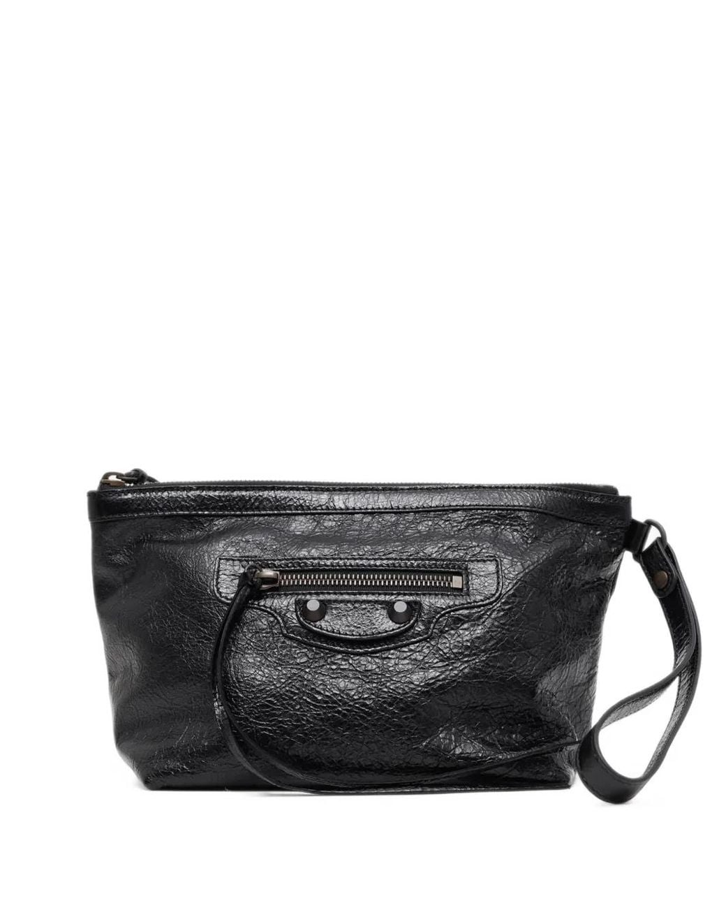 Balenciaga Black Le City Crinkled Leather Clutch Bag