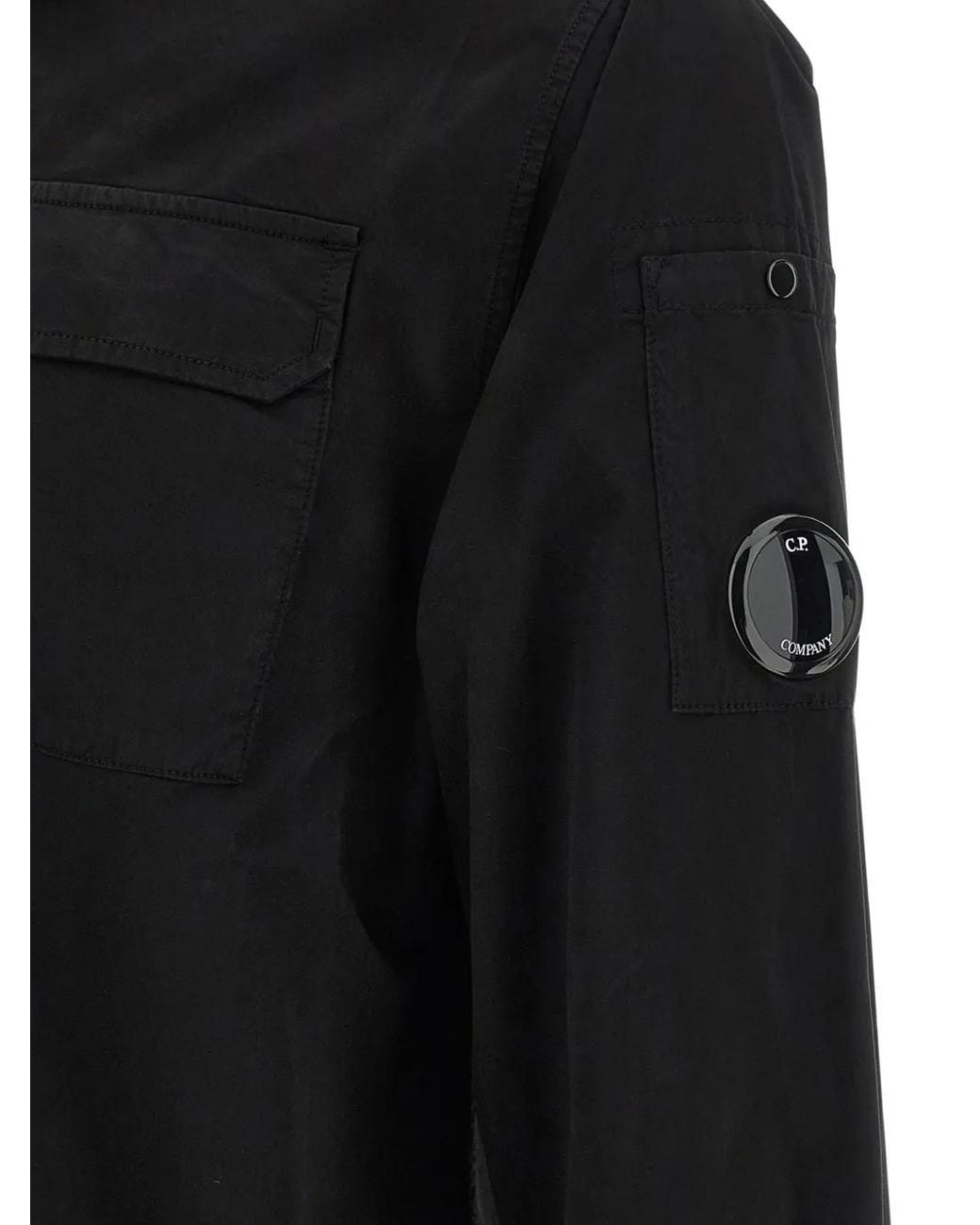 C P Company Black Organic Cotton Overshirt for men
