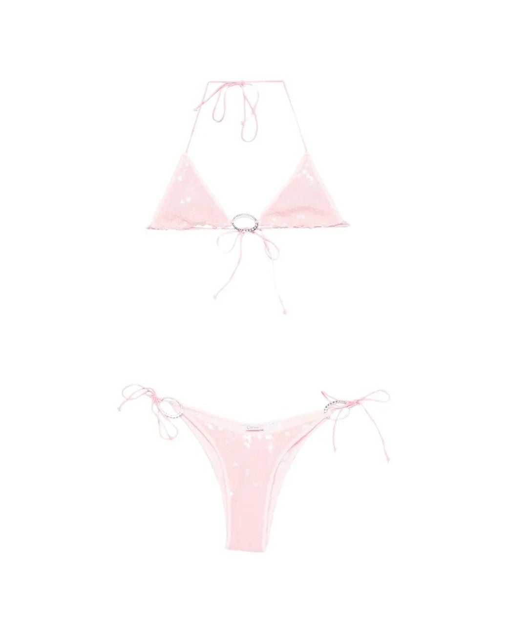 Oseree Pink Bikini Brodé De Sequins