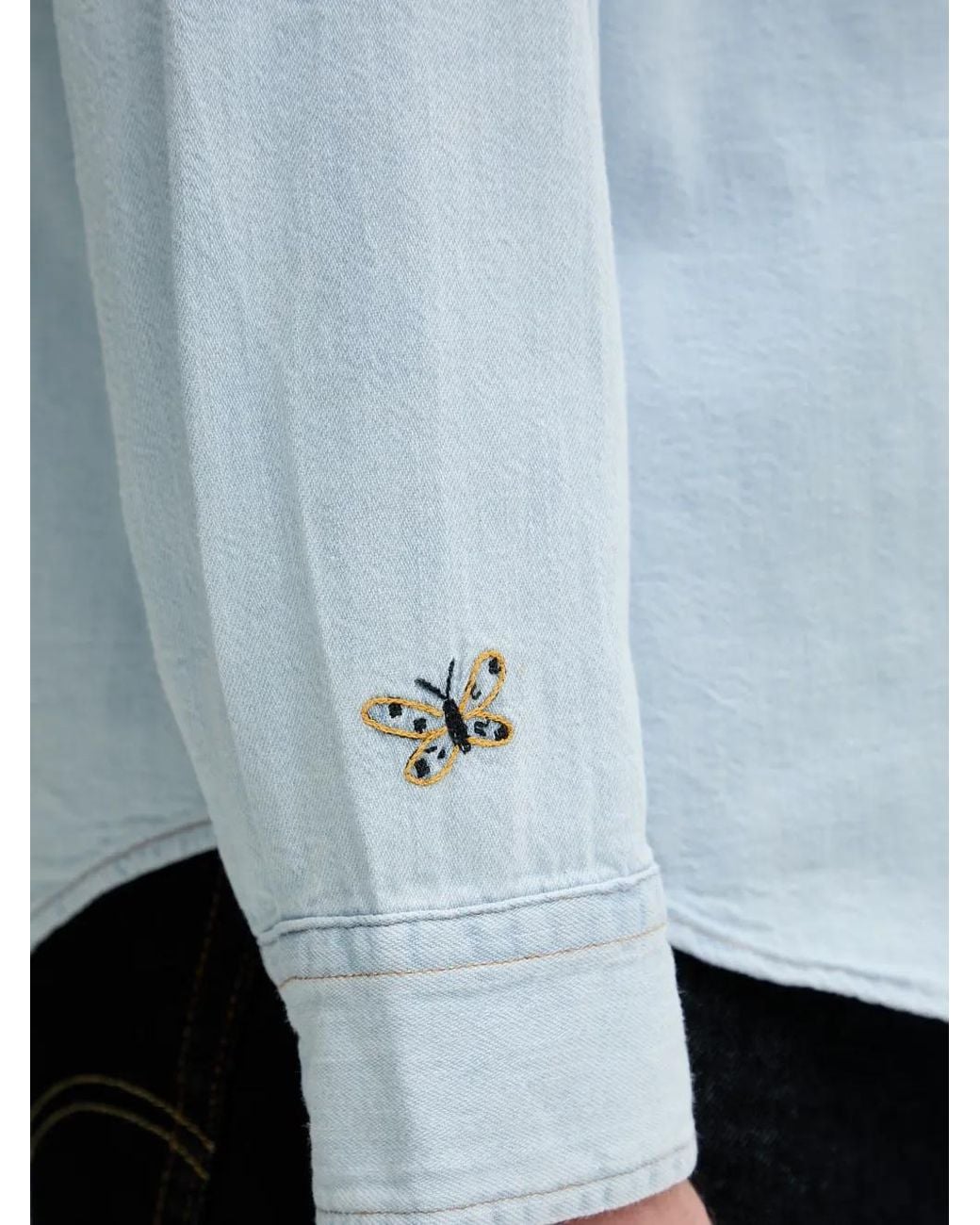 Levi's Blue Floral-Embroidered Denim Shirt for men