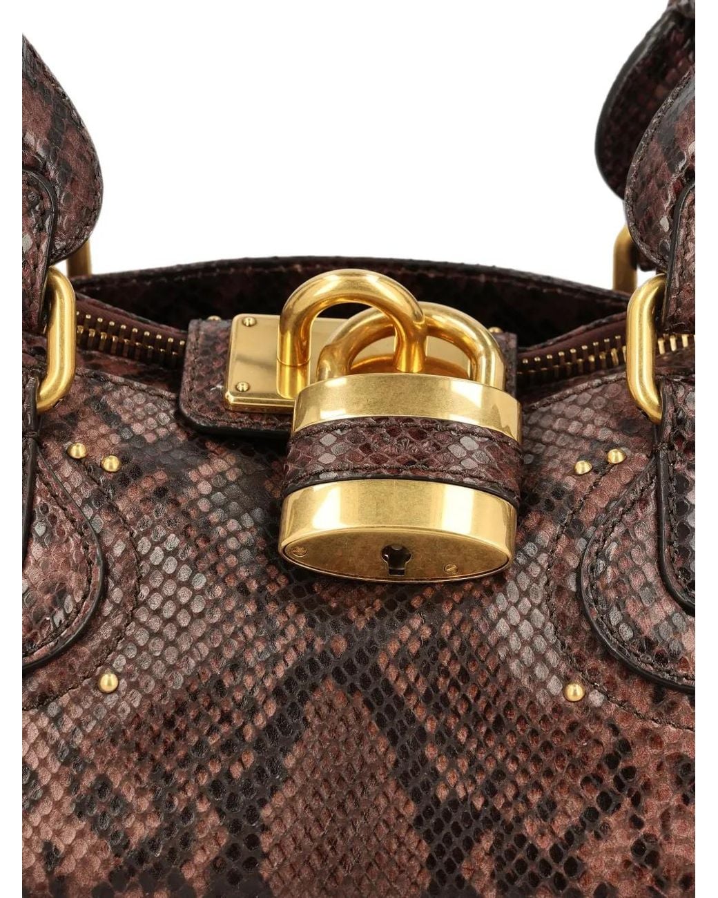 Chloé Brown Paddington Snakeskin-Effect Leather Tote Bag