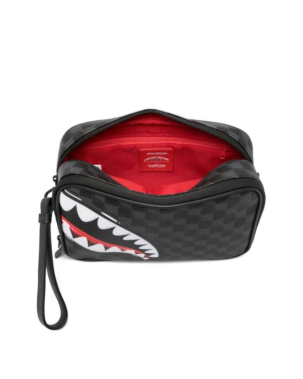 Sprayground Black Shark-Print Wash Bag