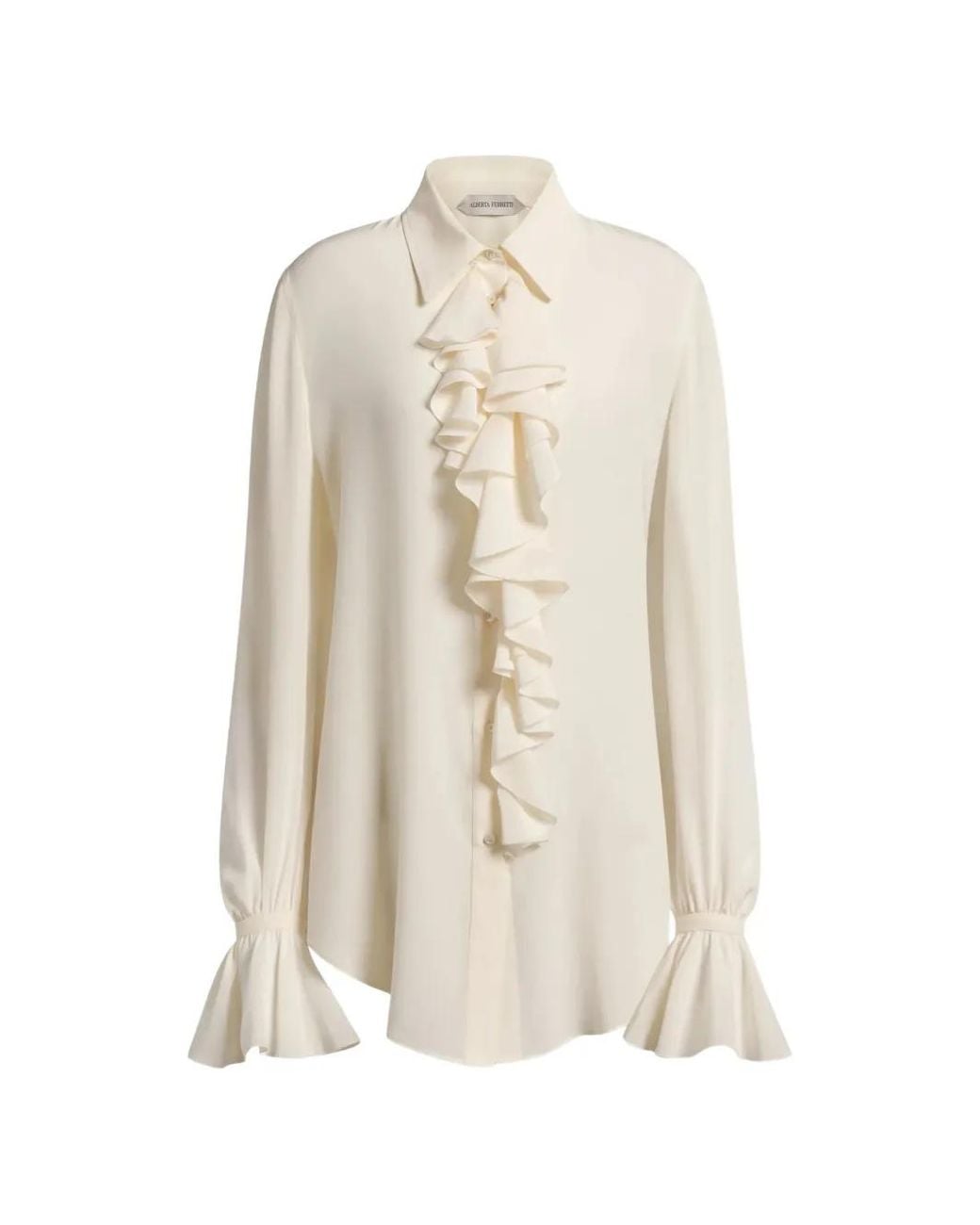 Alberta Ferretti White Ruffled Shirt