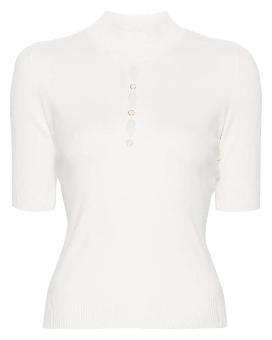 Twinset White Cut-Out Stud-Detail Sweater