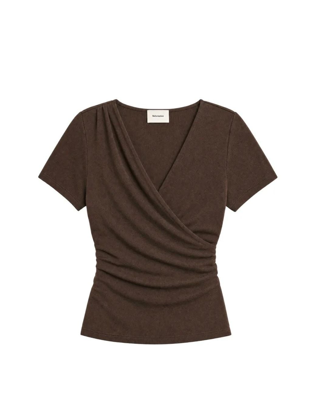 Reformation Brown Larah Wrap-Style Knit Top