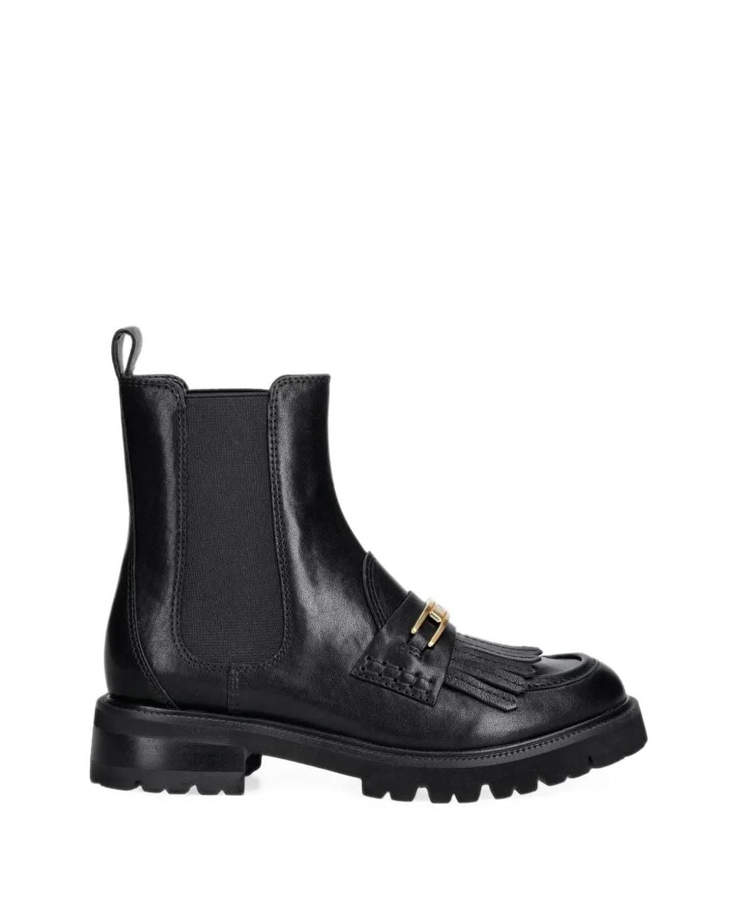 Twinset Black Fringe-Detail Chelsea Boots