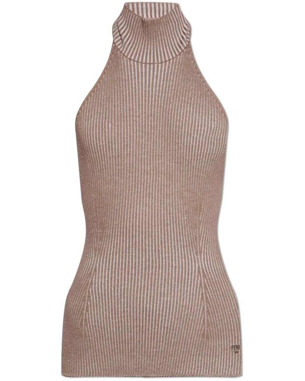 Fendi Brown Dark High Neck T-Shirt For