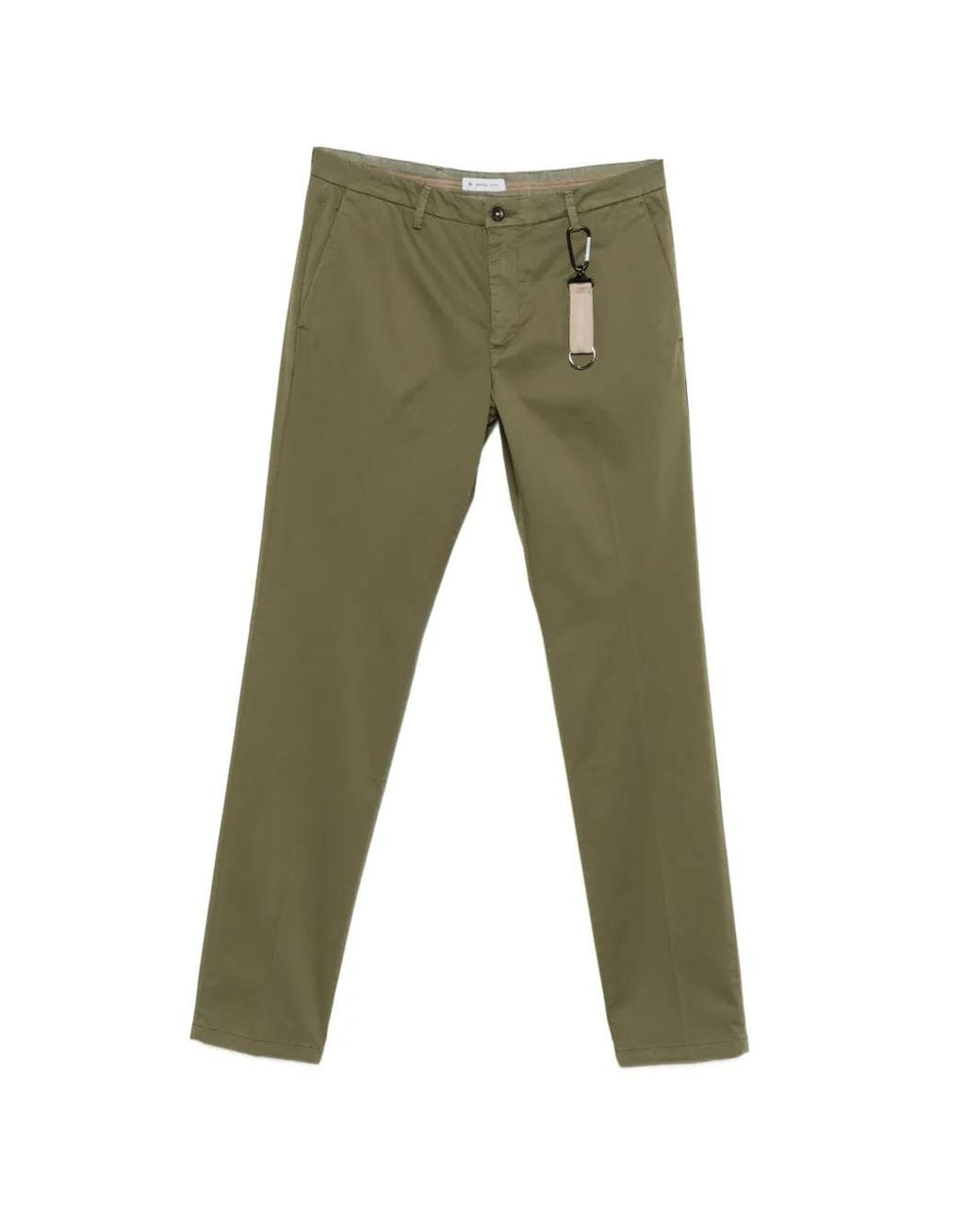 Manuel Ritz Green Belt-Loops Skinny Trousers for men