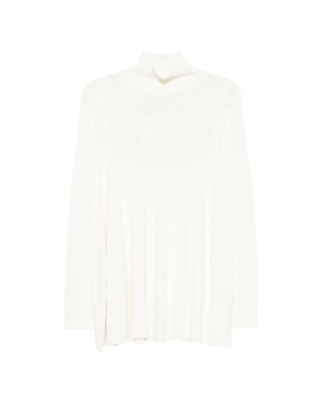 Totême White Crepe Turtleneck Sweater