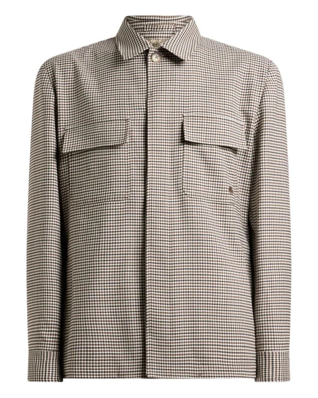 Etro Gray Pockets Shirt Jacket for men