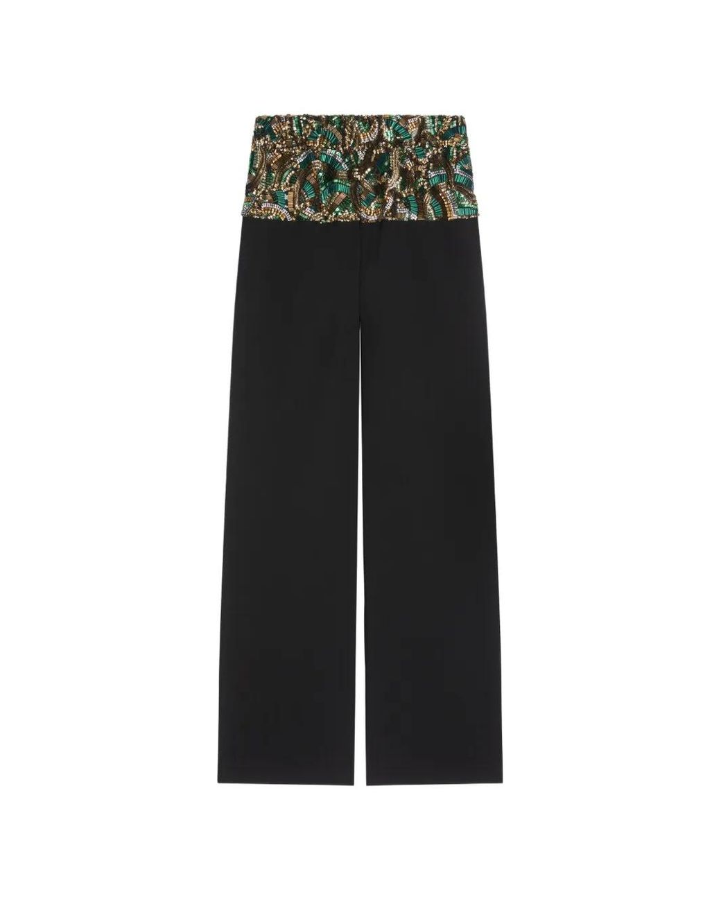 Dries Van Noten Black Embroidered Waist Trousers for men