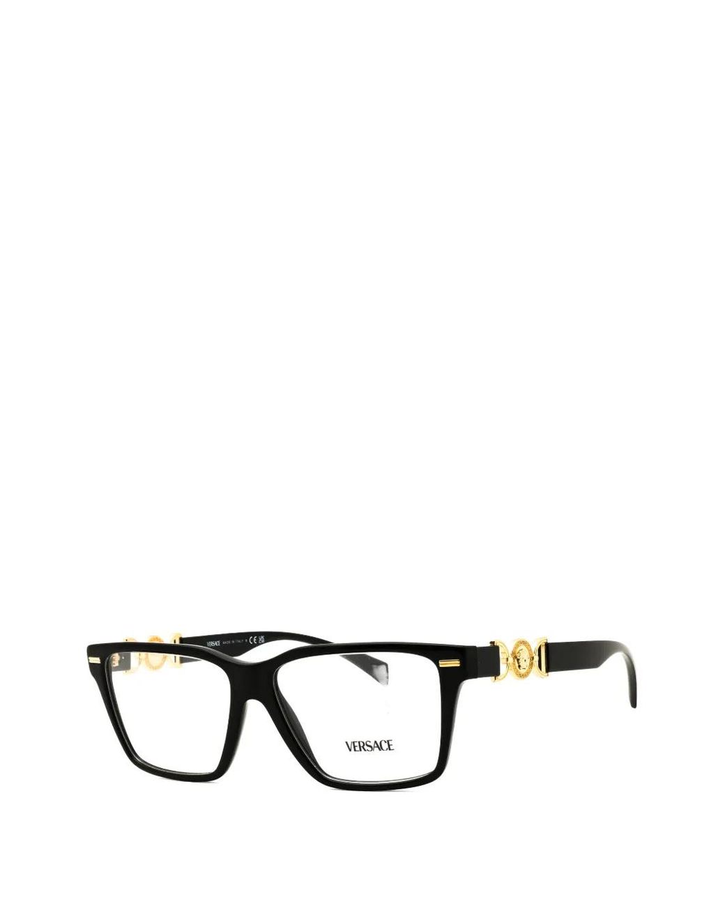 Versace Black Rectangle-Frame Glasses