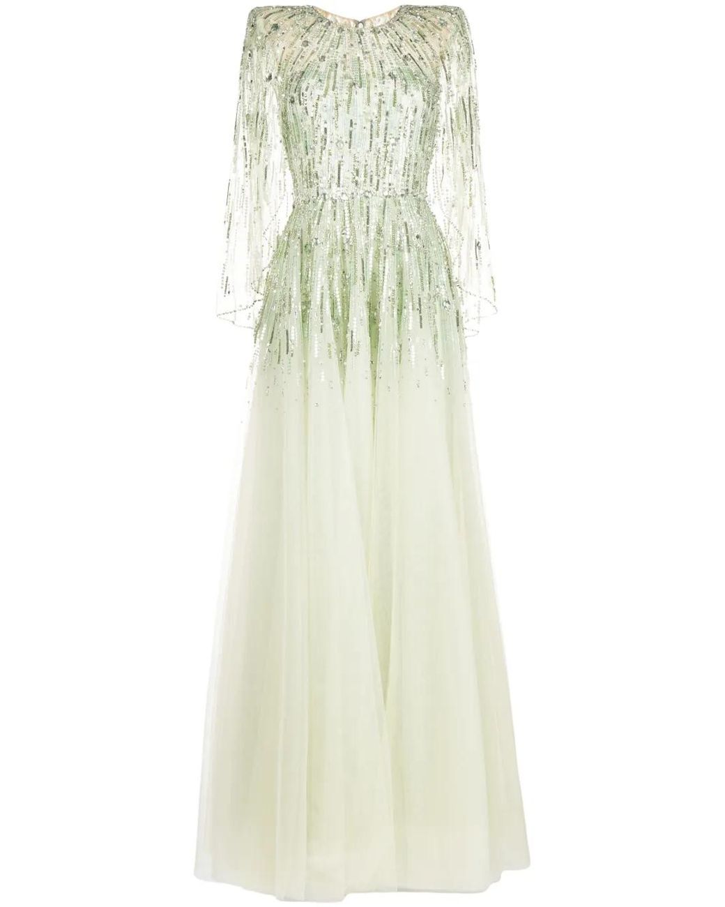 Jenny Packham White Dolores Sequin-Embellished Gown