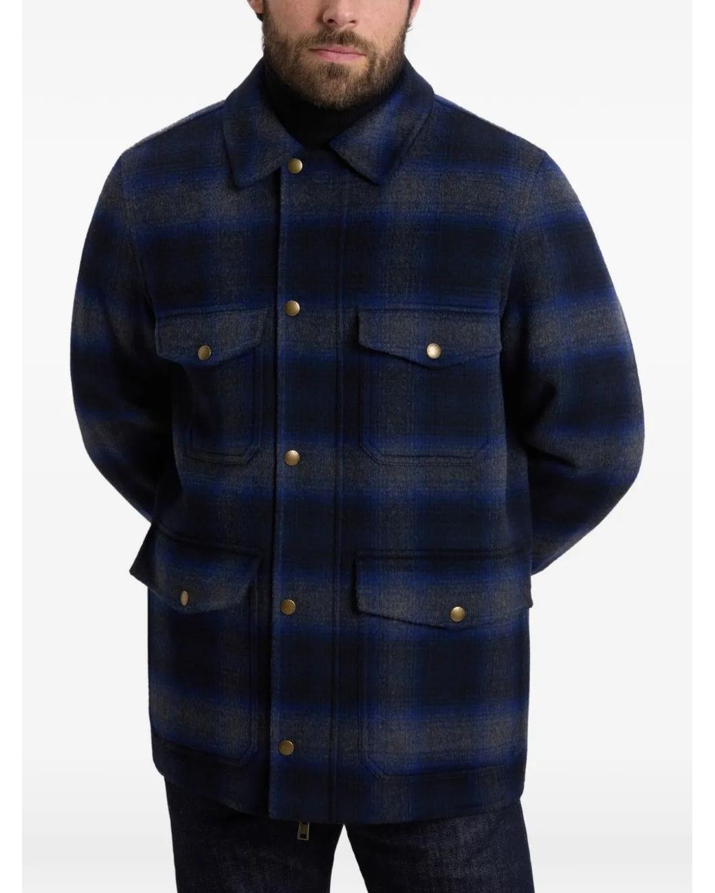 Woolrich Blue Checked Shirt Jacket for men